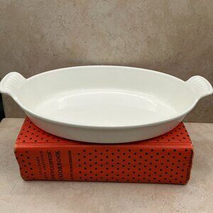 Vintage 1960's  Le Creuset #24 Cream Cast Iron Au Gratin Casserole Dish France